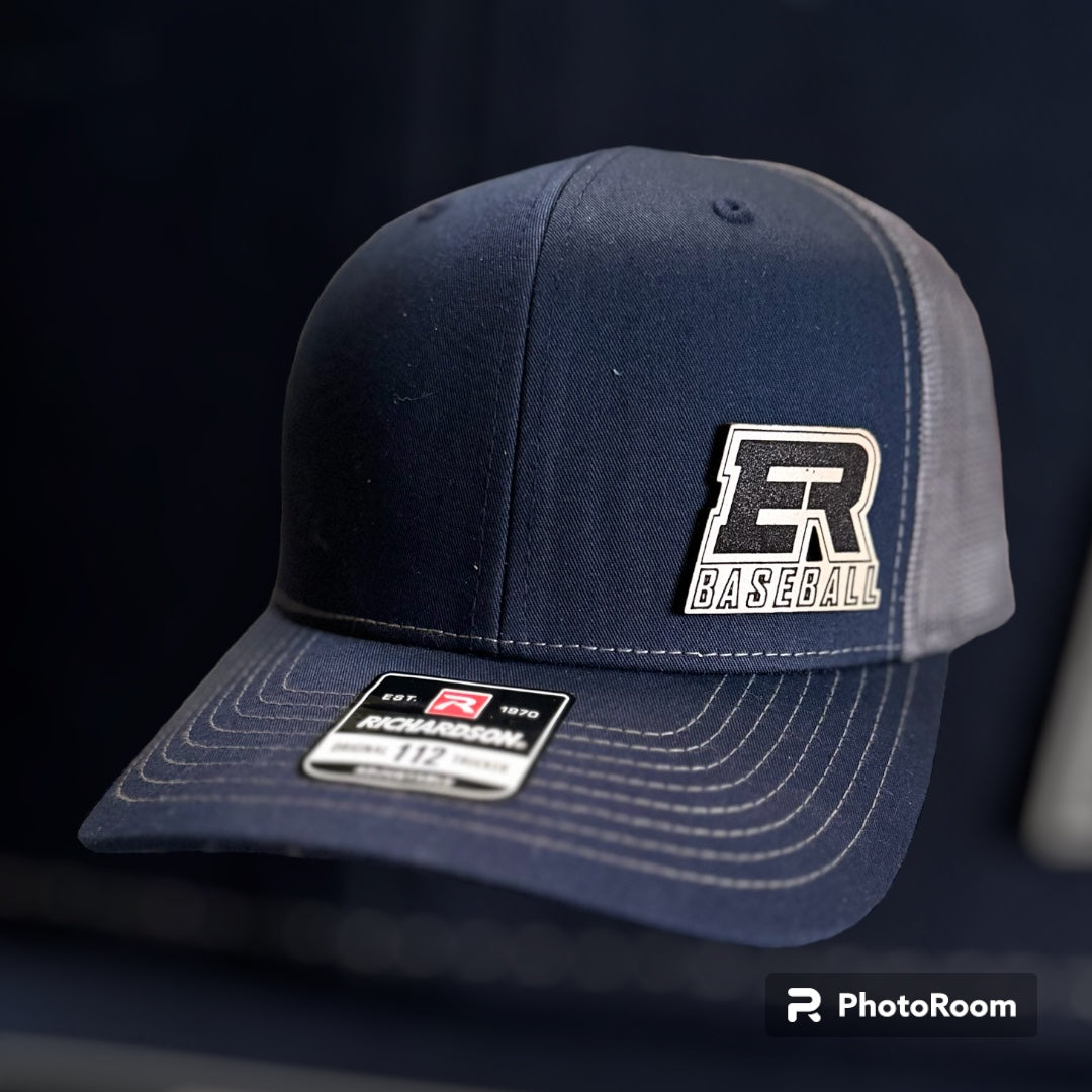 ER Leather Patch, Richardson 112 Navy/Charcoal Mesh